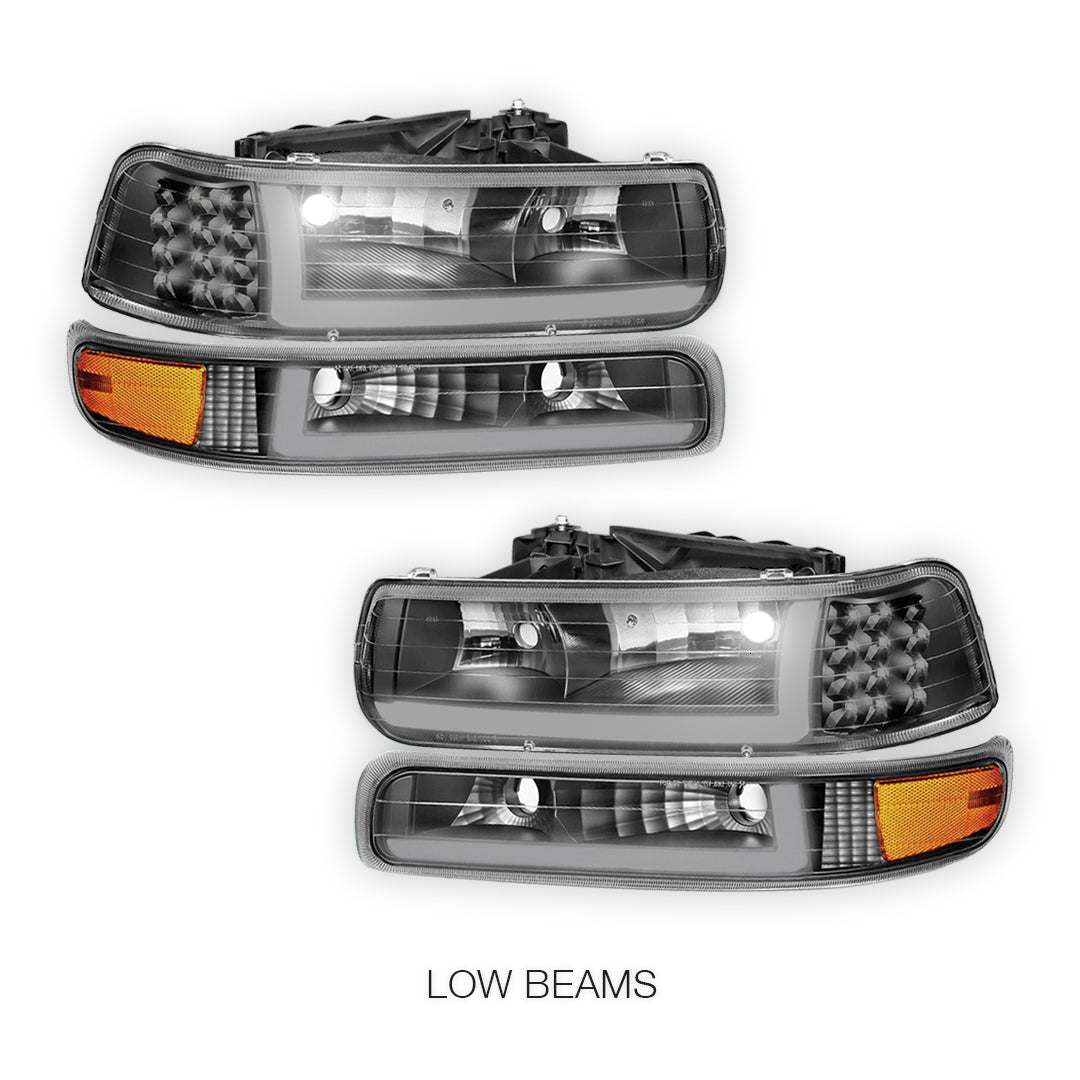 Chevrolet Silverado 2500 LS / LT (1999 - 2002) LED DRL Bar Headlights LH + RH