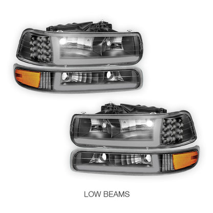 Chevrolet Silverado 2500 LS / LT (1999 - 2002) LED DRL Bar Headlights LH + RH