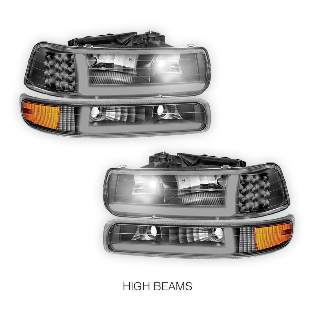 Chevrolet Silverado 2500 LS / LT (1999 - 2002) LED DRL Bar Headlights LH + RH
