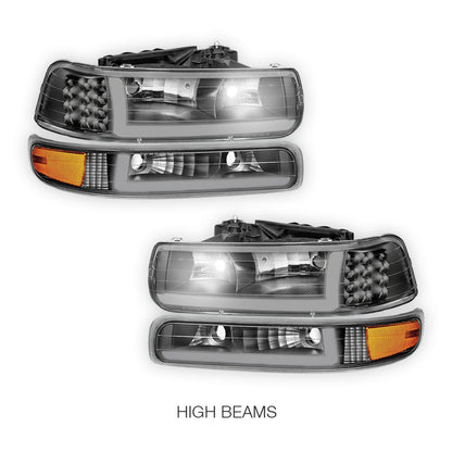 Chevrolet Silverado 2500 LS / LT (1999 - 2002) LED DRL Bar Headlights LH + RH