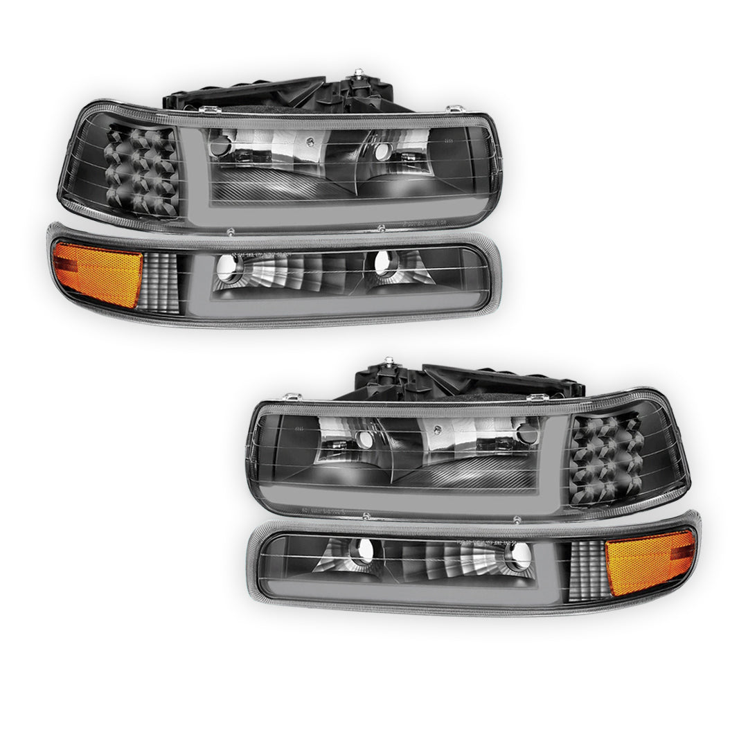 Chevrolet Silverado 2500 LS / LT (1999 - 2002) LED DRL Bar Headlights LH + RH