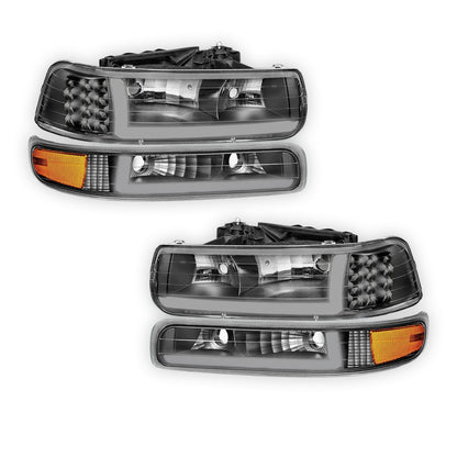 Chevrolet Silverado 2500 LS / LT (1999 - 2002) LED DRL Bar Headlights LH + RH