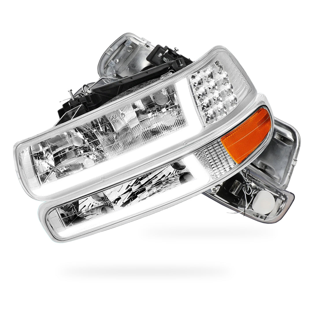 Chevrolet Silverado 2500 LS / LT (1999 - 2002) LED DRL Bar Headlights LH + RH