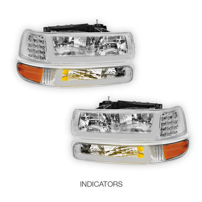 Chevrolet Silverado 2500 LS / LT (1999 - 2002) LED DRL Bar Headlights LH + RH