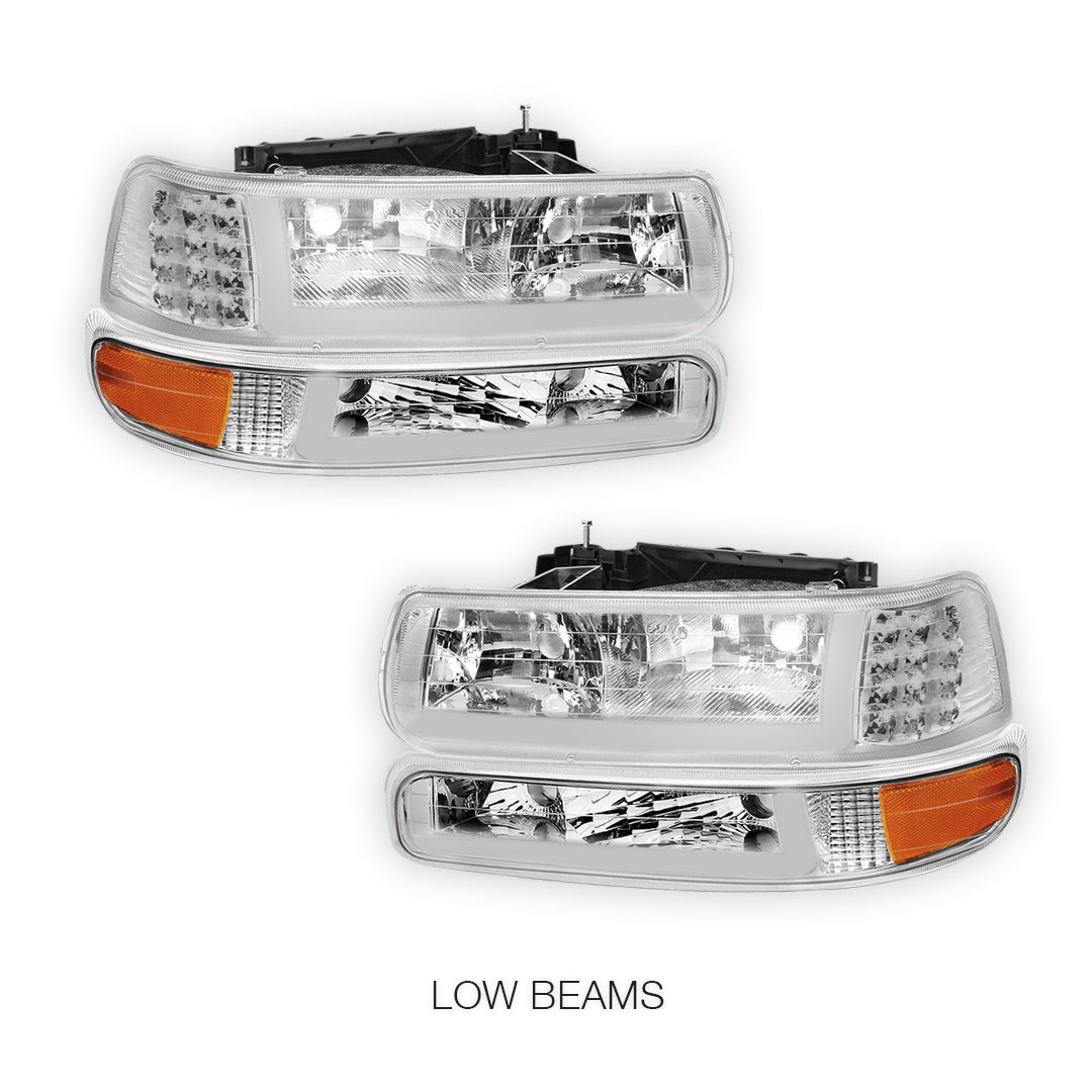 Chevrolet Silverado 2500 LS / LT (1999 - 2002) LED DRL Bar Headlights LH + RH