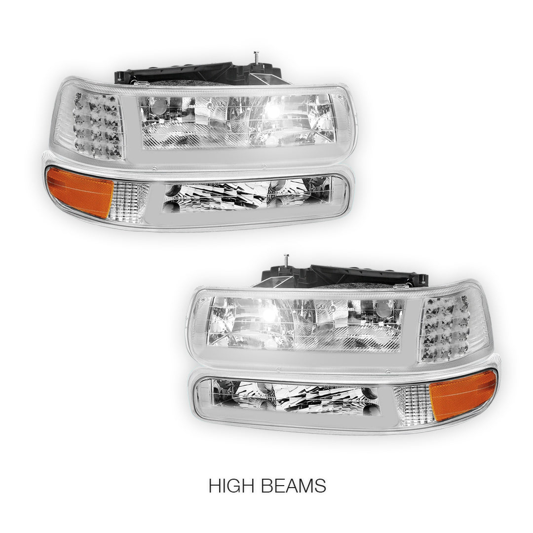 Chevrolet Silverado 2500 LS / LT (1999 - 2002) LED DRL Bar Headlights LH + RH