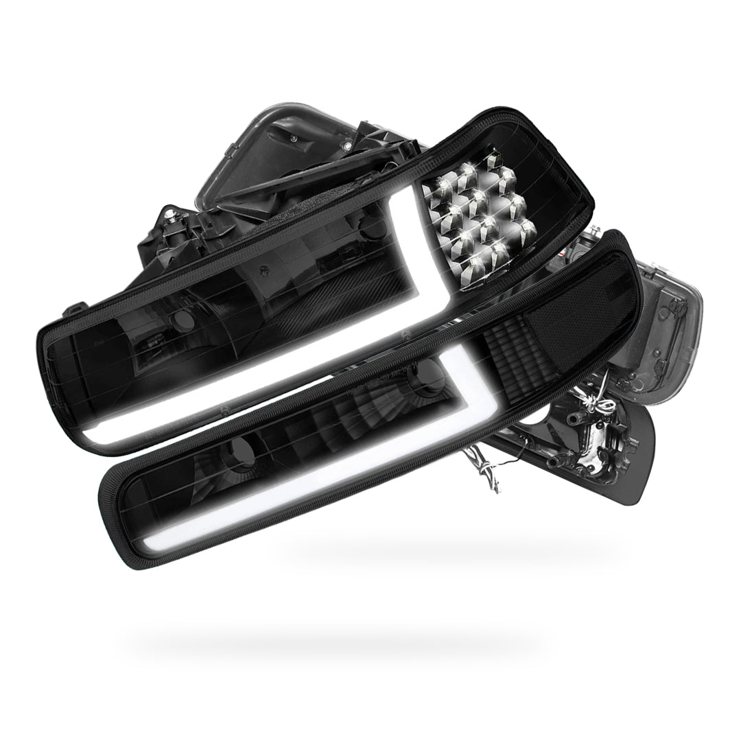 Chevrolet Silverado 2500 LS / LT (1999 - 2002) LED DRL Bar Headlights LH + RH