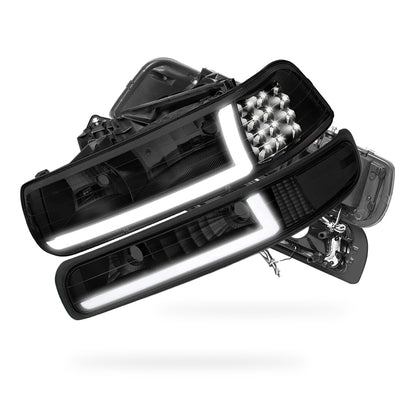Chevrolet Silverado 2500 LS / LT (1999 - 2002) LED DRL Bar Headlights LH + RH