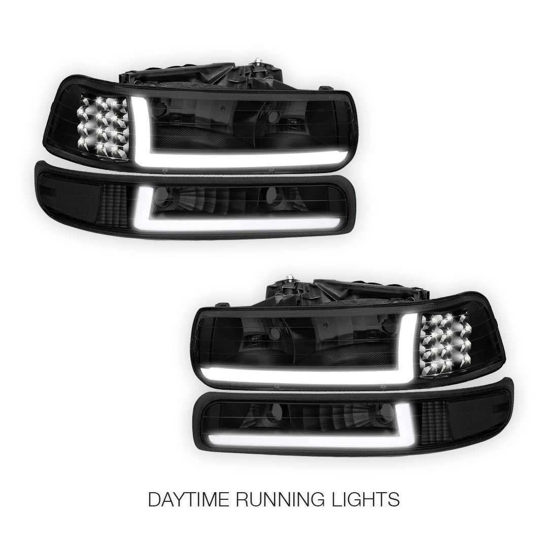 Chevrolet Silverado 2500 LS / LT (1999 - 2002) LED DRL Bar Headlights LH + RH