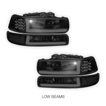 Chevrolet Silverado 2500 LS / LT (1999 - 2002) LED DRL Bar Headlights LH + RH