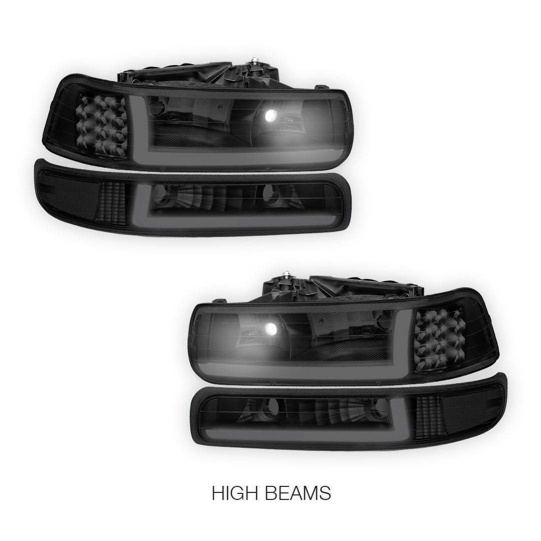 Chevrolet Silverado 2500 LS / LT (1999 - 2002) LED DRL Bar Headlights LH + RH