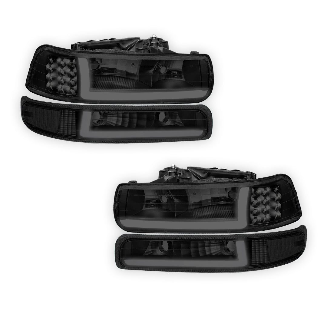 Chevrolet Silverado 2500 LS / LT (1999 - 2002) LED DRL Bar Headlights LH + RH