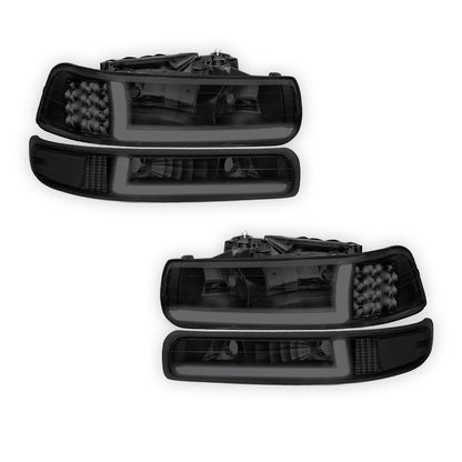 Chevrolet Silverado 2500 LS / LT (1999 - 2002) LED DRL Bar Headlights LH + RH