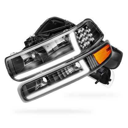 Chevrolet Silverado 2500 HD LS / LT (2001 - 2002) LED DRL Bar Headlights LH + RH