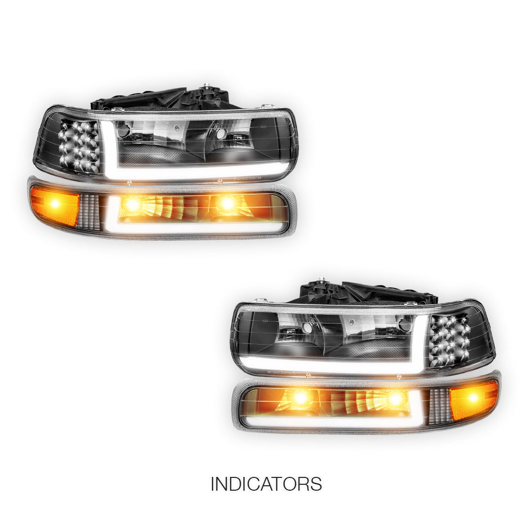 Chevrolet Silverado 2500 HD LS / LT (2001 - 2002) LED DRL Bar Headlights LH + RH
