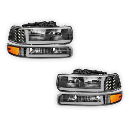 Chevrolet Silverado 2500 HD LS / LT (2001 - 2002) LED DRL Bar Headlights LH + RH