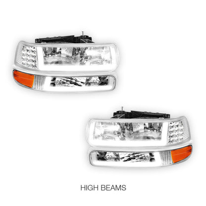Chevrolet Silverado 2500 HD LS / LT (2001 - 2002) LED DRL Bar Headlights LH + RH