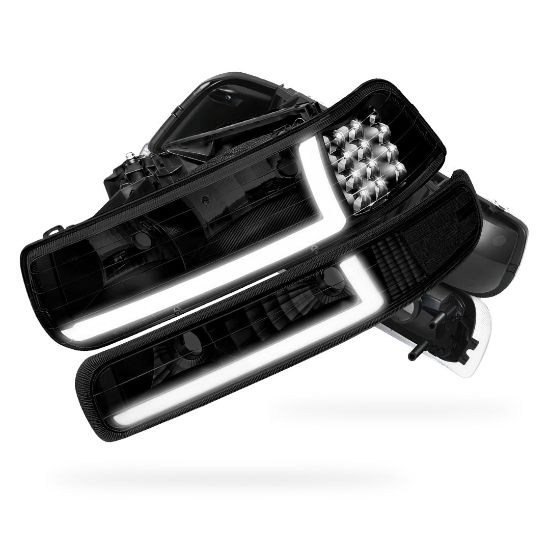 Chevrolet Silverado 2500 HD LS / LT (2001 - 2002) LED DRL Bar Headlights LH + RH