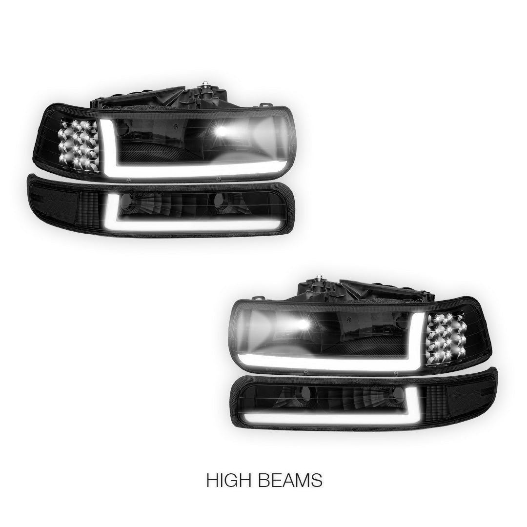 Chevrolet Silverado 2500 HD LS / LT (2001 - 2002) LED DRL Bar Headlights LH + RH