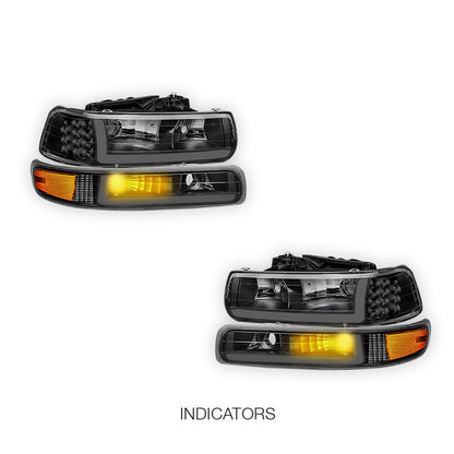 Chevrolet Silverado 3500 LS / LT / WT (2001 - 2002) LED DRL Bar Headlights LH + RH