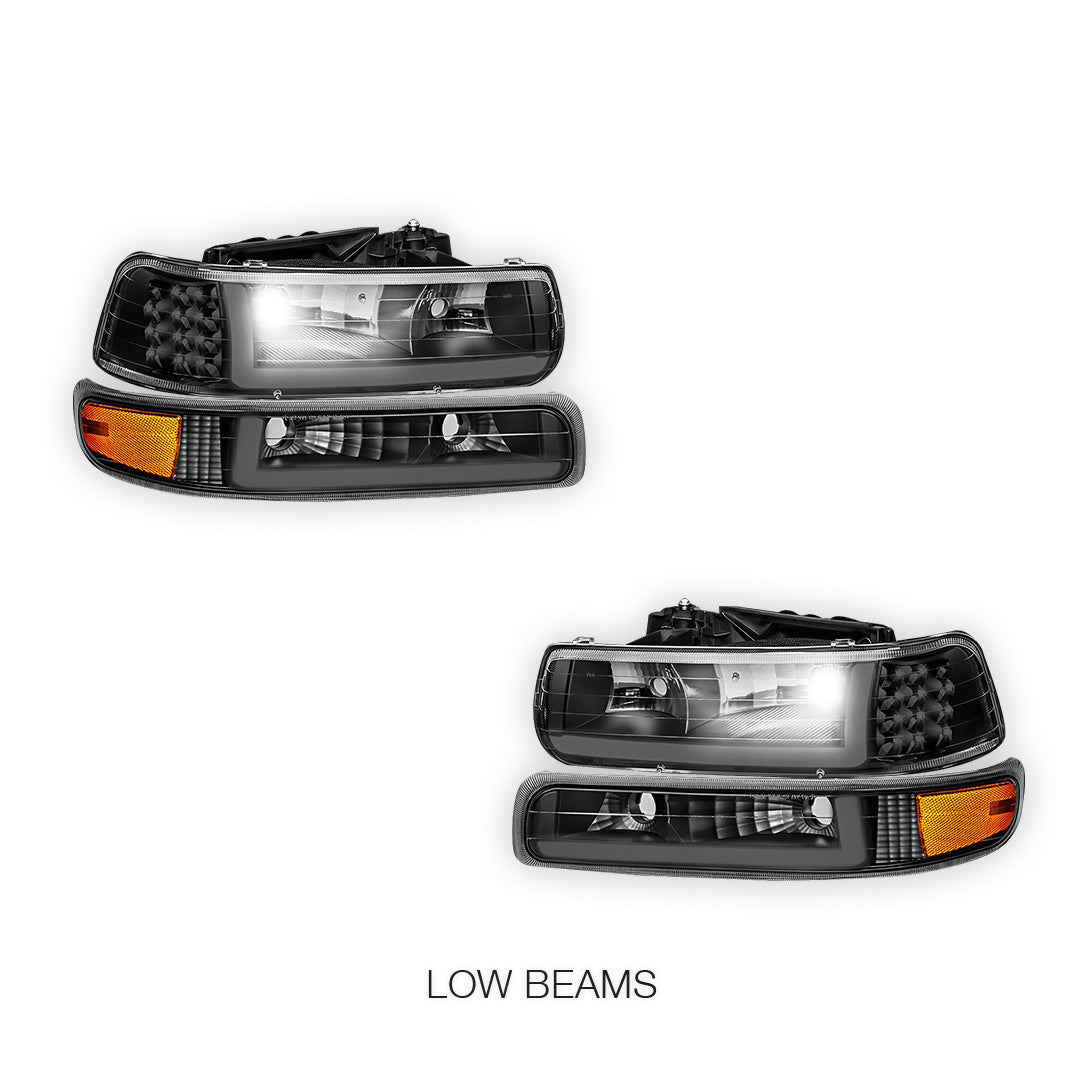 Chevrolet Silverado 3500 LS / LT / WT (2001 - 2002) LED DRL Bar Headlights LH + RH