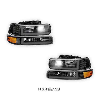 Chevrolet Silverado 3500 LS / LT / WT (2001 - 2002) LED DRL Bar Headlights LH + RH