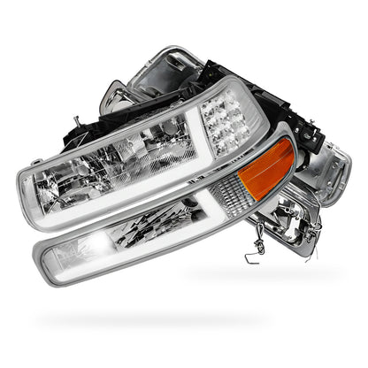 Chevrolet Silverado 3500 LS / LT / WT (2001 - 2002) LED DRL Bar Headlights LH + RH