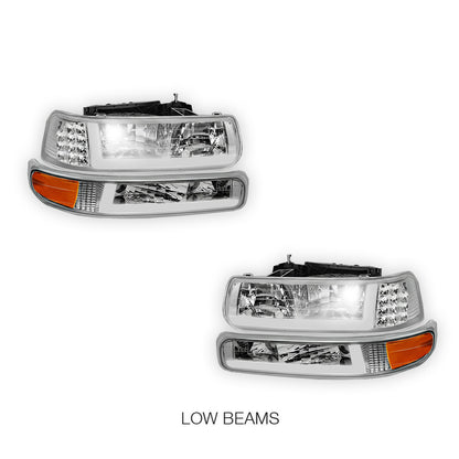 Chevrolet Silverado 3500 LS / LT / WT (2001 - 2002) LED DRL Bar Headlights LH + RH