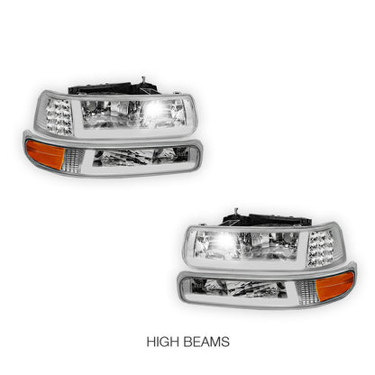 Chevrolet Silverado 3500 LS / LT / WT (2001 - 2002) LED DRL Bar Headlights LH + RH