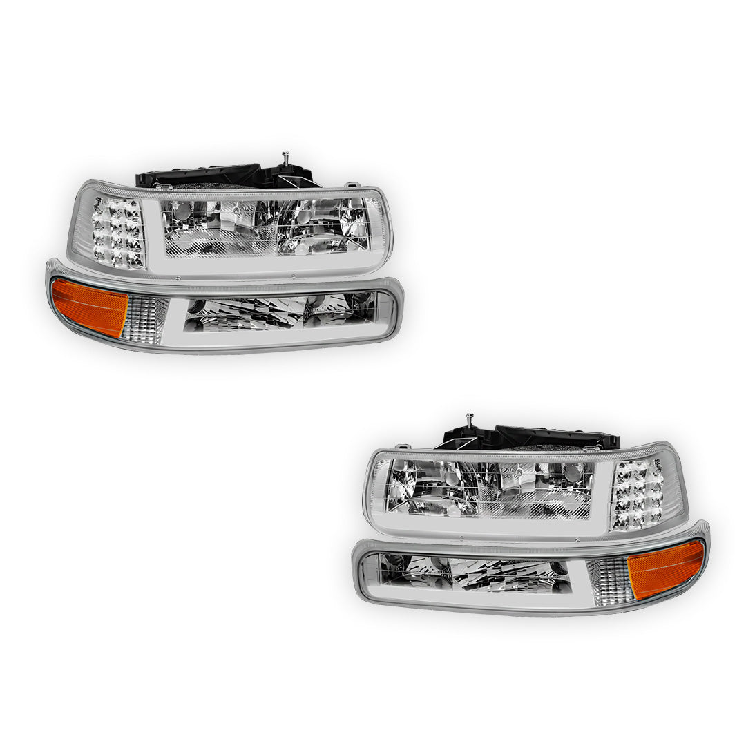 Chevrolet Silverado 3500 LS / LT / WT (2001 - 2002) LED DRL Bar Headlights LH + RH