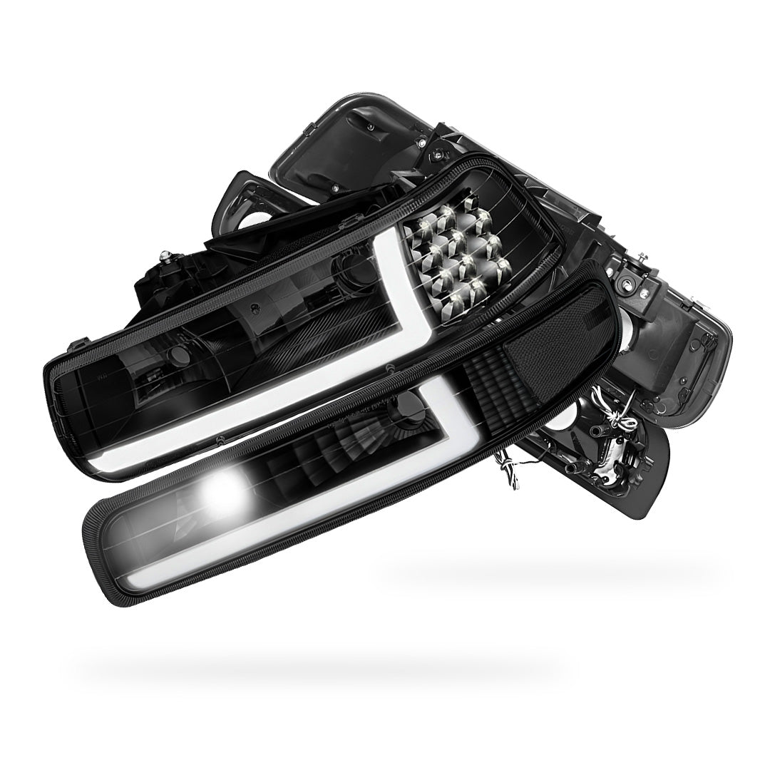 Chevrolet Silverado 3500 LS / LT / WT (2001 - 2002) LED DRL Bar Headlights LH + RH