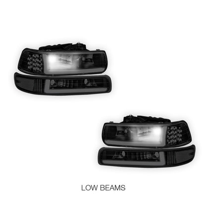 Chevrolet Silverado 3500 LS / LT / WT (2001 - 2002) LED DRL Bar Headlights LH + RH