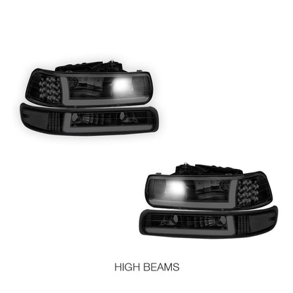 Chevrolet Silverado 3500 LS / LT / WT (2001 - 2002) LED DRL Bar Headlights LH + RH