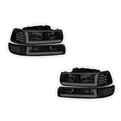 Chevrolet Silverado 3500 LS / LT / WT (2001 - 2002) LED DRL Bar Headlights LH + RH
