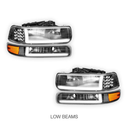 Chevrolet Suburban 1500 LS / LT / LTZ (2000 - 2006) LED DRL Bar Headlights LH + RH