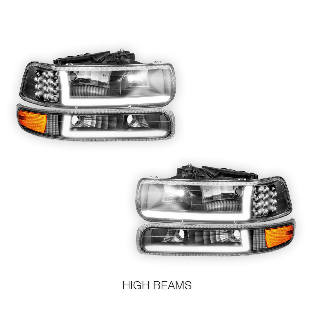 Chevrolet Suburban 1500 LS / LT / LTZ (2000 - 2006) LED DRL Bar Headlights LH + RH