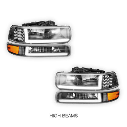 Chevrolet Suburban 1500 LS / LT / LTZ (2000 - 2006) LED DRL Bar Headlights LH + RH