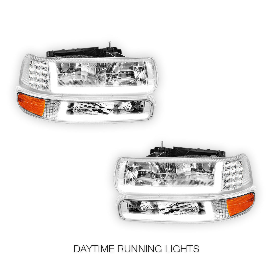 Chevrolet Suburban 1500 LS / LT / LTZ (2000 - 2006) LED DRL Bar Headlights LH + RH
