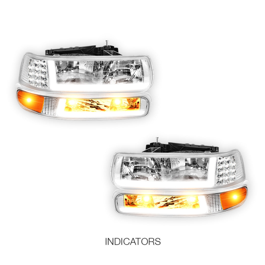 Chevrolet Suburban 1500 LS / LT / LTZ (2000 - 2006) LED DRL Bar Headlights LH + RH