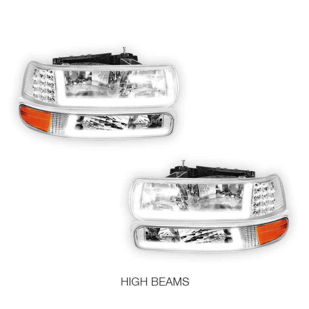 Chevrolet Suburban 1500 LS / LT / LTZ (2000 - 2006) LED DRL Bar Headlights LH + RH