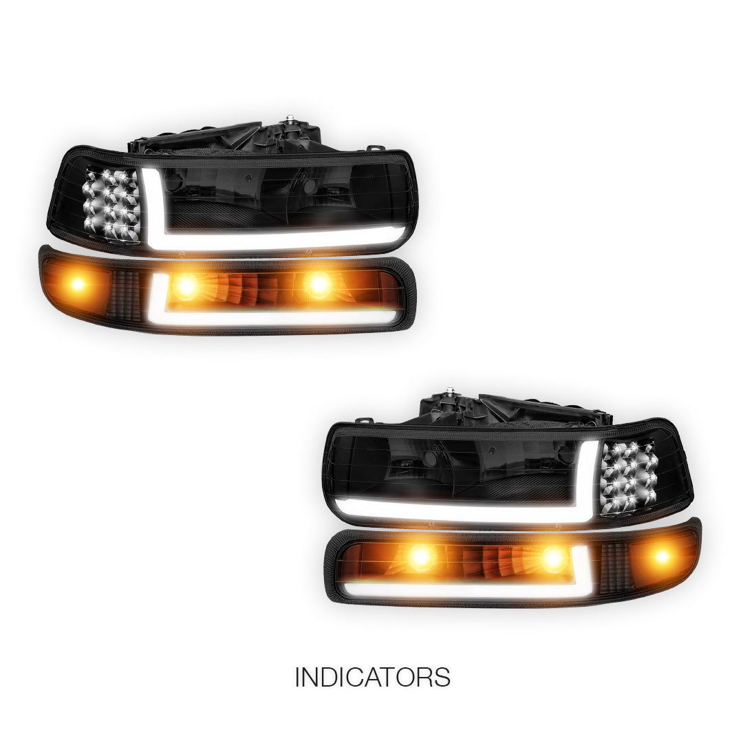 Chevrolet Suburban 1500 LS / LT / LTZ (2000 - 2006) LED DRL Bar Headlights LH + RH