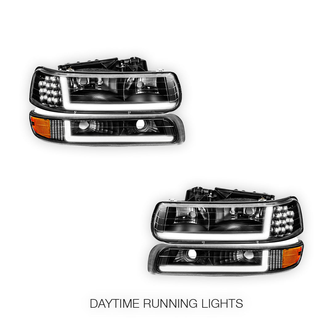 Chevrolet Suburban 2500 LS / LT (2000 - 2006) LED DRL Bar Headlights LH + RH