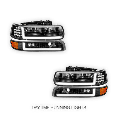 Chevrolet Suburban 2500 LS / LT (2000 - 2006) LED DRL Bar Headlights LH + RH