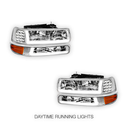 Chevrolet Suburban 2500 LS / LT (2000 - 2006) LED DRL Bar Headlights LH + RH