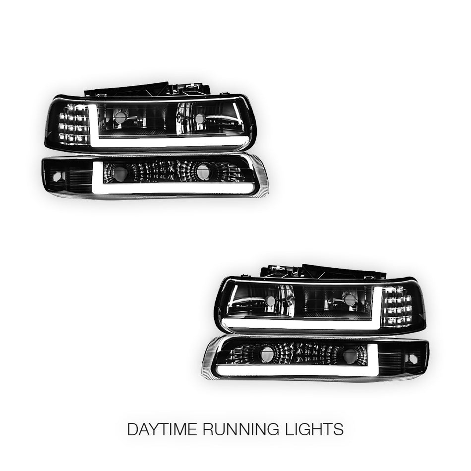 Chevrolet Suburban 2500 LS / LT (2000 - 2006) LED DRL Bar Headlights LH + RH
