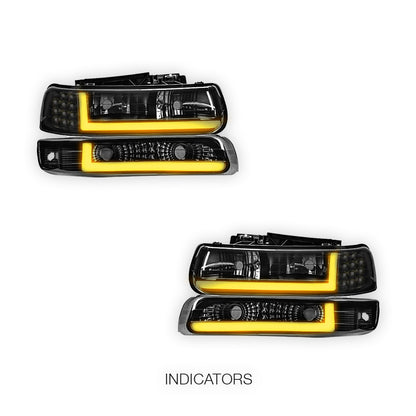 Chevrolet Suburban 2500 LS / LT (2000 - 2006) LED DRL Bar Headlights LH + RH
