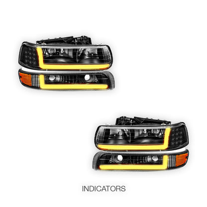Chevrolet Suburban 2500 LS / LT (2000 - 2006) LED DRL Bar Headlights LH + RH