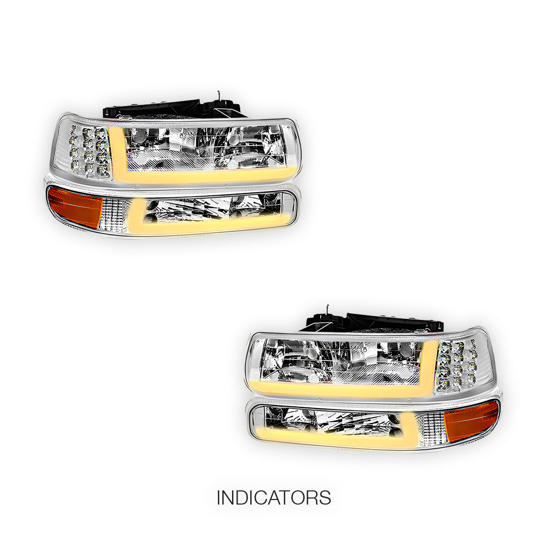 Chevrolet Suburban 2500 LS / LT (2000 - 2006) LED DRL Bar Headlights LH + RH