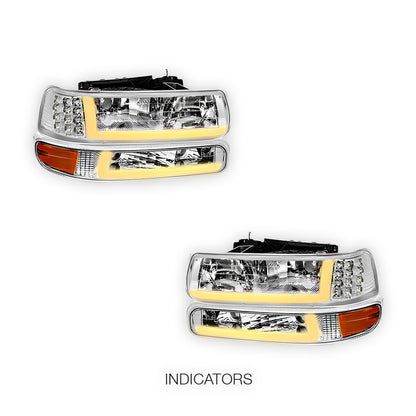 Chevrolet Suburban 2500 LS / LT (2000 - 2006) LED DRL Bar Headlights LH + RH