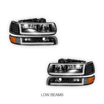 Chevrolet Suburban 2500 LS / LT (2000 - 2006) LED DRL Bar Headlights LH + RH